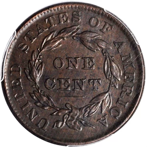 image for: 1837 Modified Matron Head Cent. N-4. Rarity-2. Plain Cord, Medium Letters. EF-45 (PCGS).