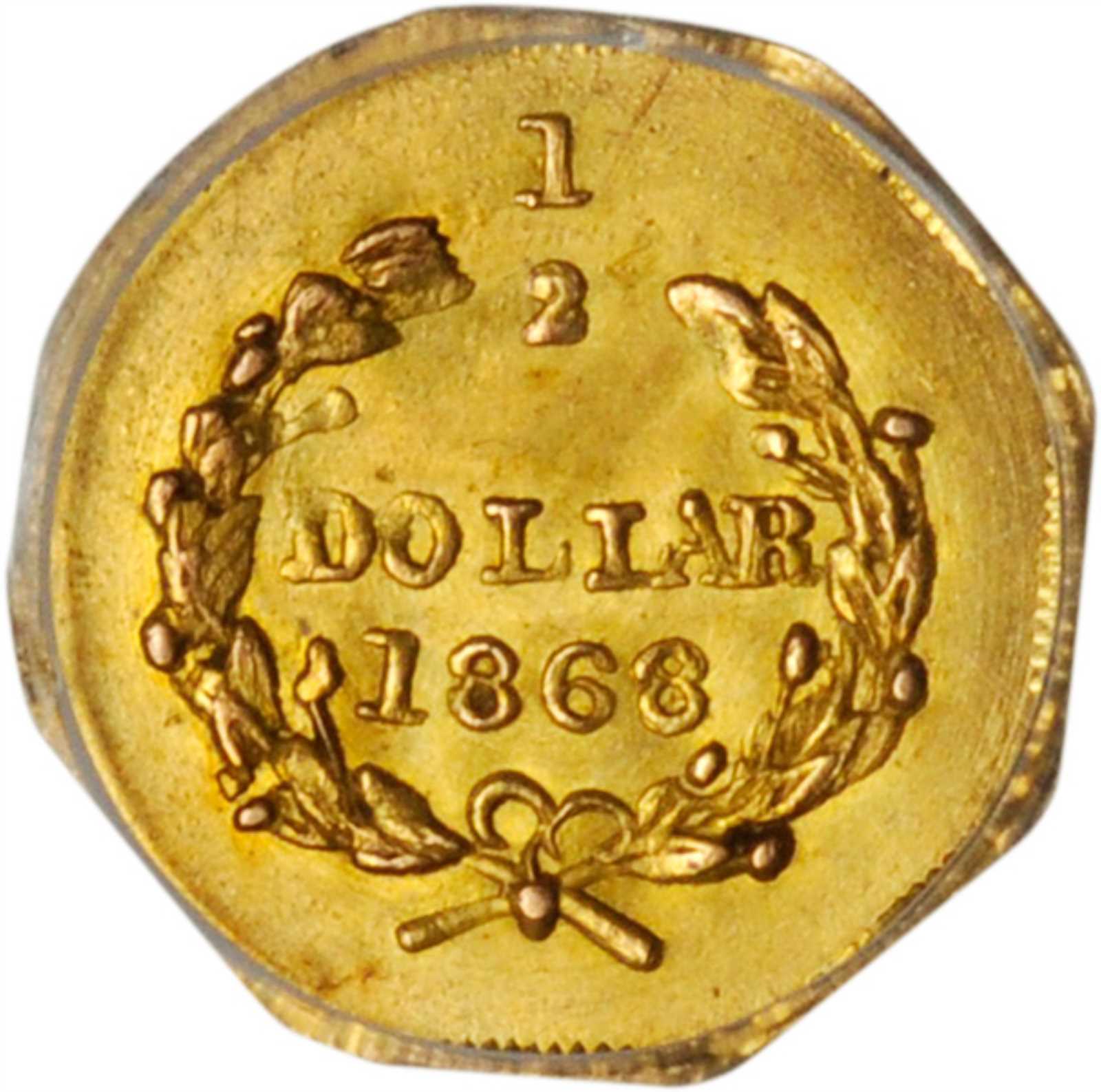 image for: 1868 Octagonal 50 Cents. BG-906. Rarity-4+. Liberty Head. MS-65 (PCGS).