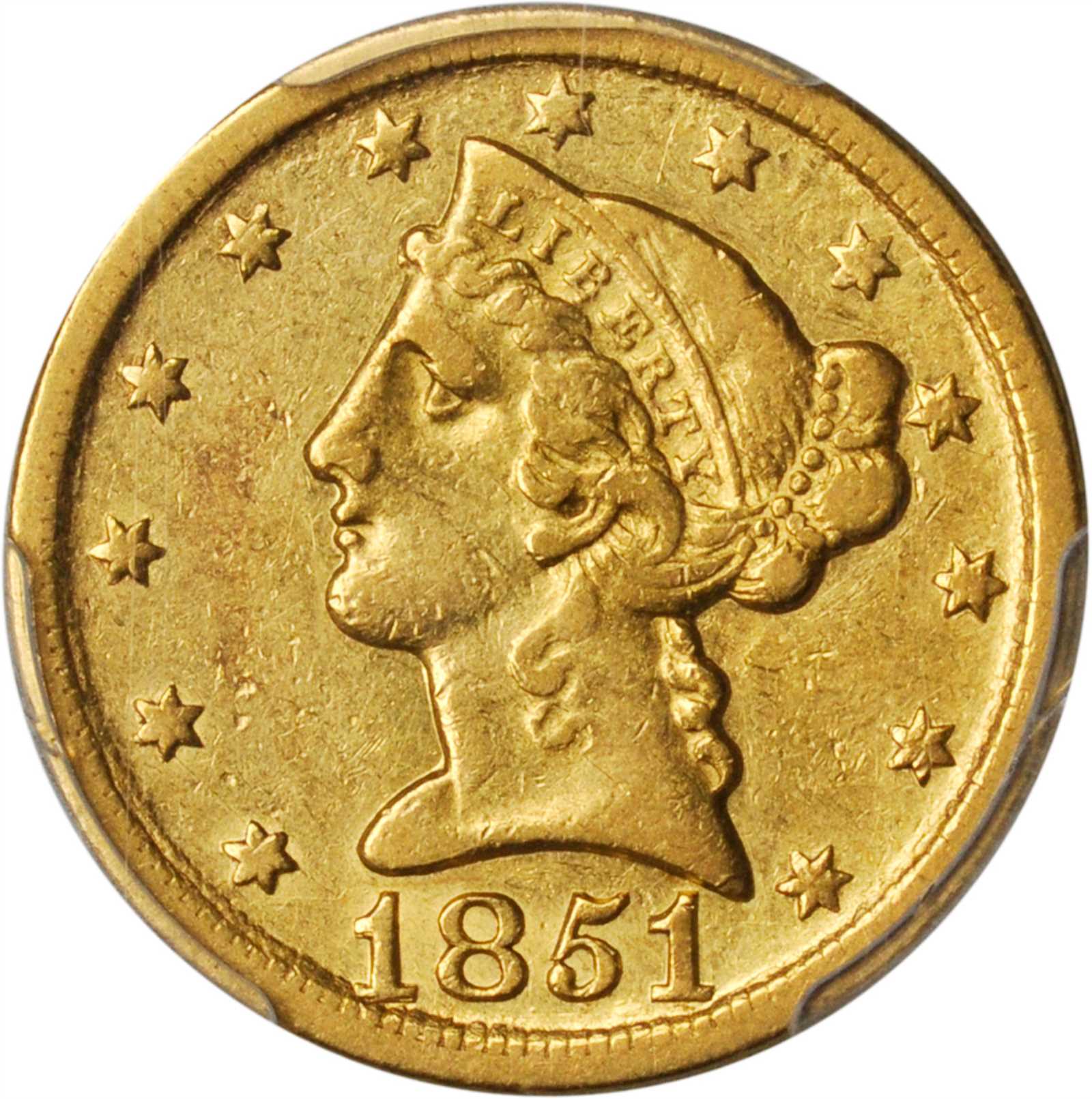 image for: 1851-D Liberty Head Half Eagle. Weak D. EF-40 (PCGS).