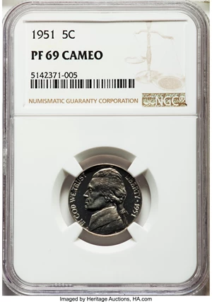 image for: 1951 5C PR69 Cameo NGC. NGC Census: (21/0). PCGS Population: (0/0). ...