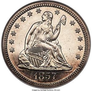 image for: 1857 25C PR63 NGC....