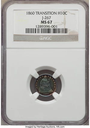 image for: 1860 H10C Transitional, Judd-267, Pollock-315, R.4, MS67 NGC....