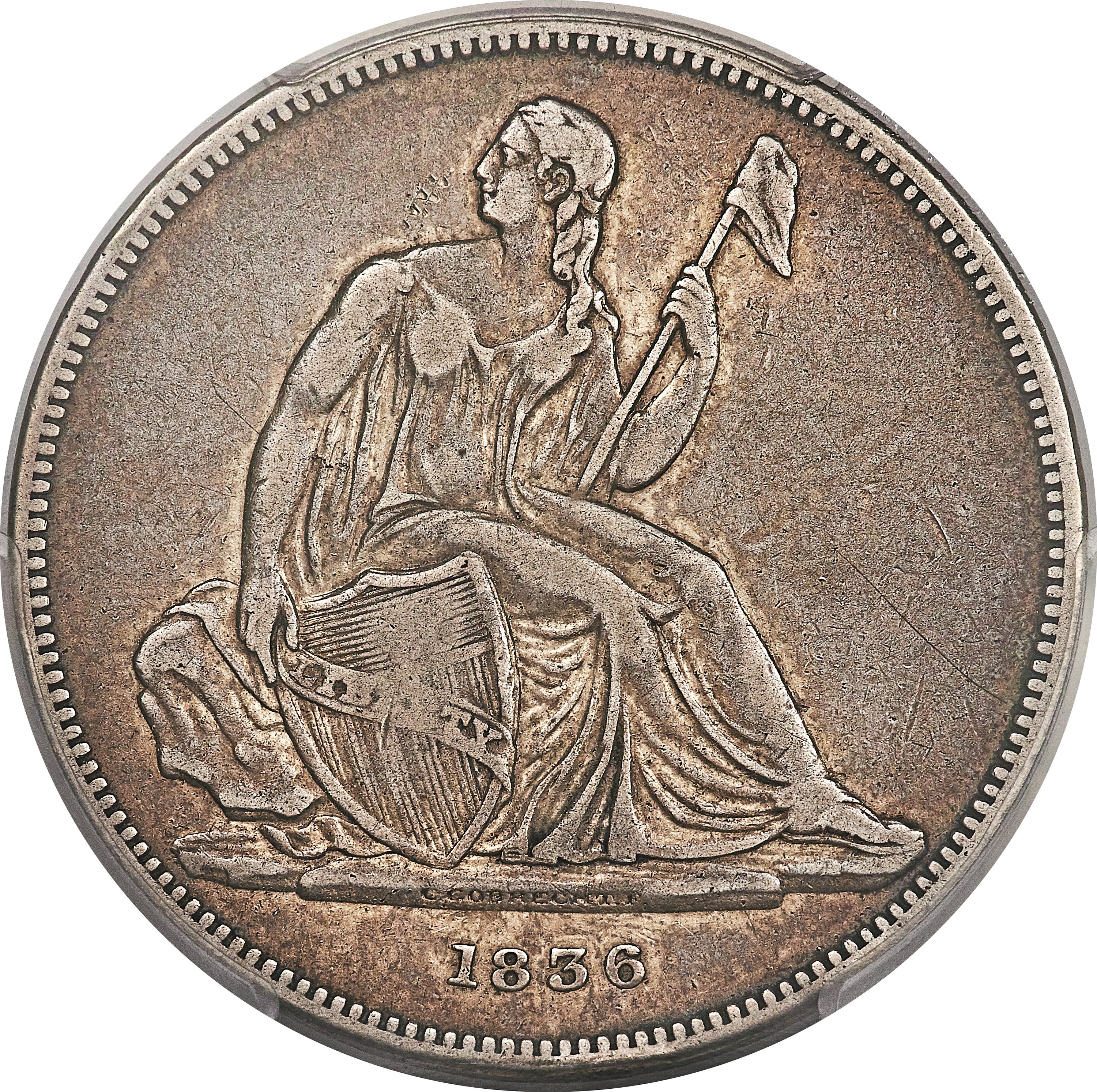 1836 P$1 Name on Base, Judd-60 Original, Coin Alignment, Pollock-65, R.1, PR30 PCGS. ...