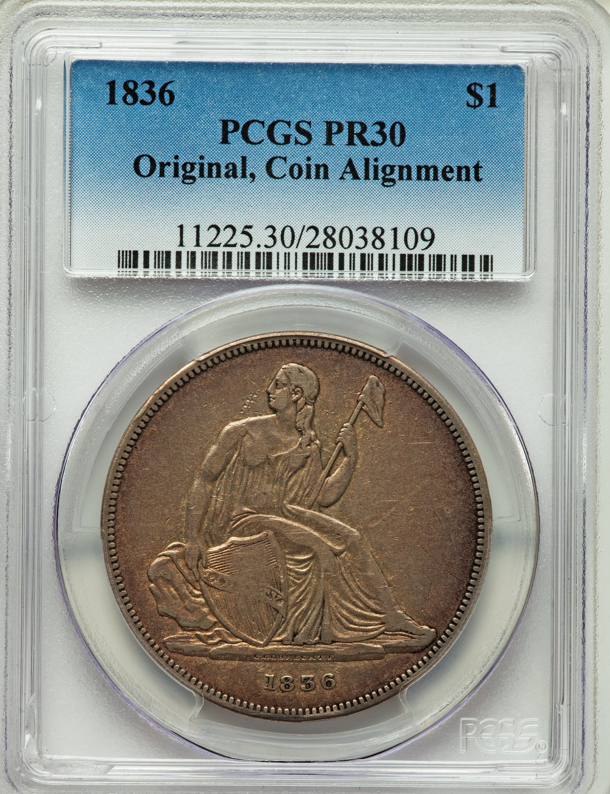 1836 $1  Gobrecht, No Stars Obverse, Original, Alignment I, Plain Edge, J-60 AG3 thumbnail 26