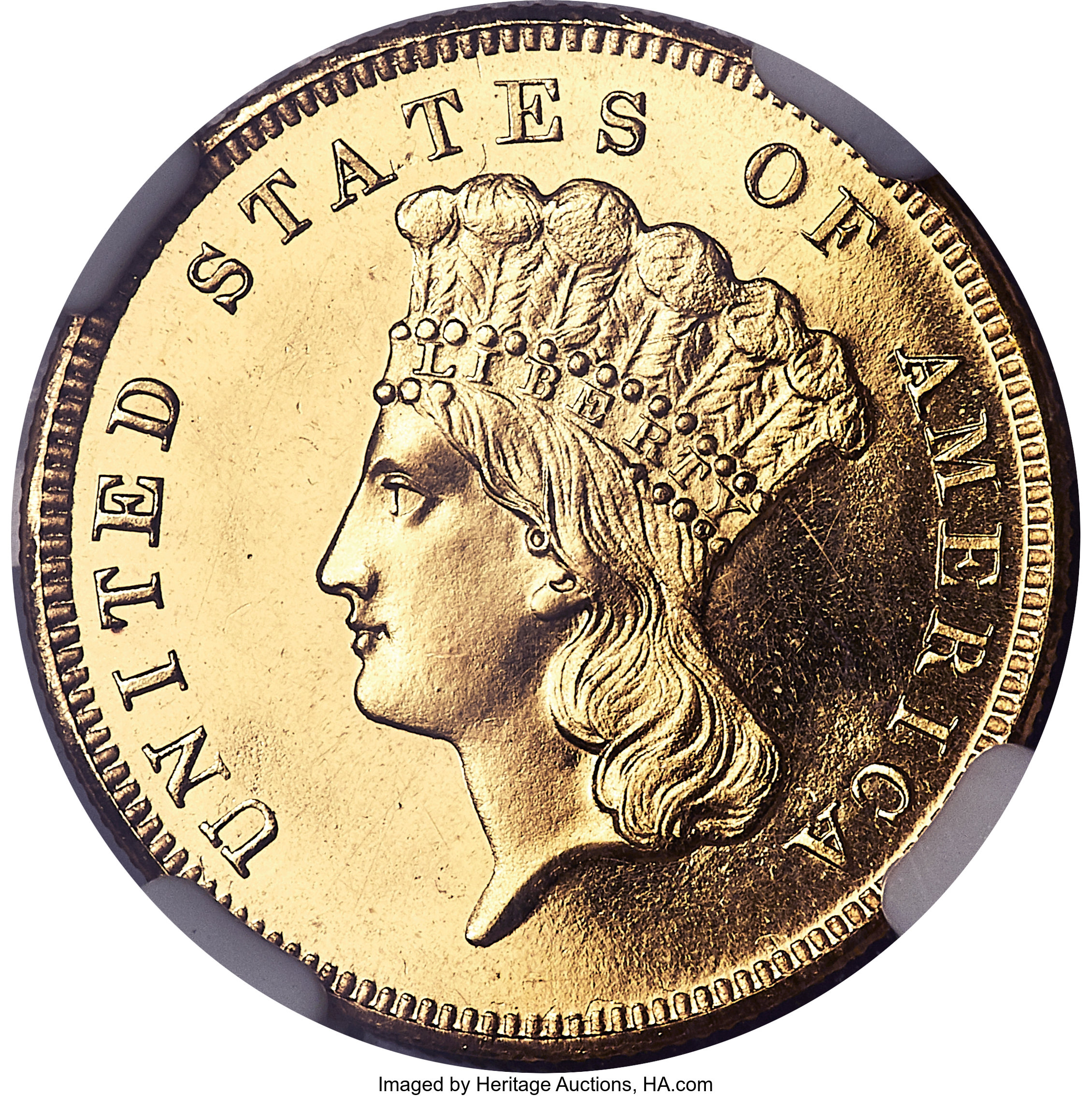 image for: 1860 $3 PR66 Cameo NGC....