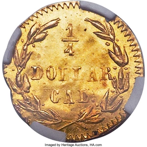 image for: 1875 25C Indian Round 25 Cents, BG-848, Low R.7, MS65 NGC....