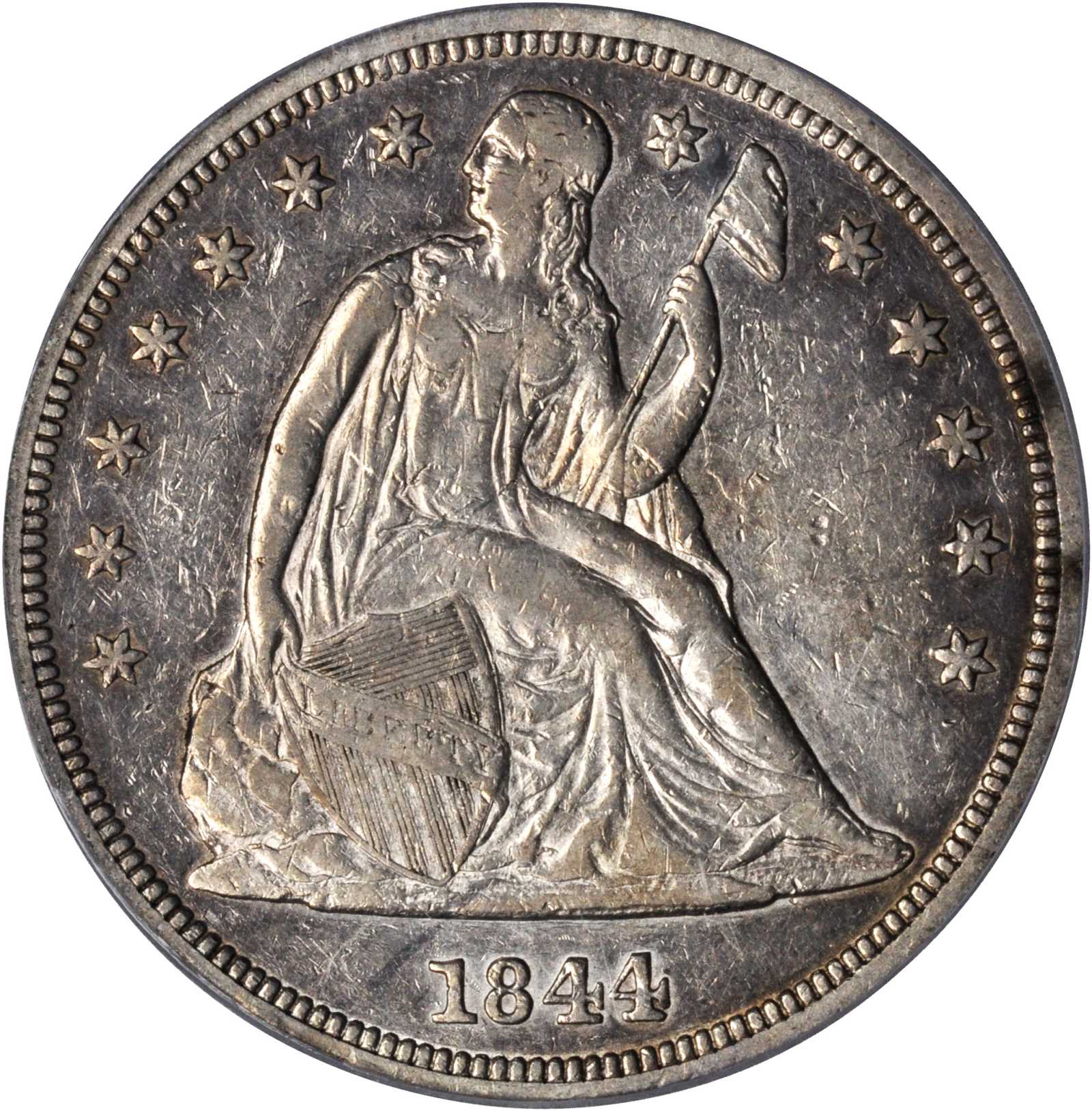 1844 Liberty Seated Silver Dollar. VF-35 (PCGS).