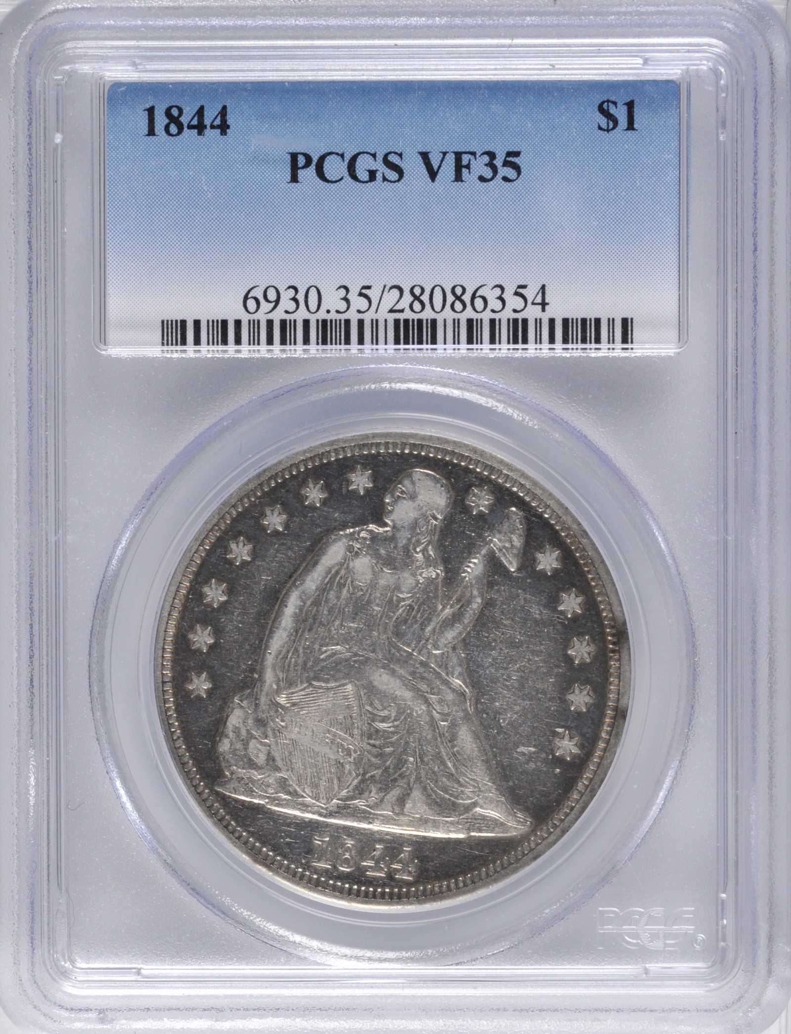 1844 $1 VF35 thumbnail 4