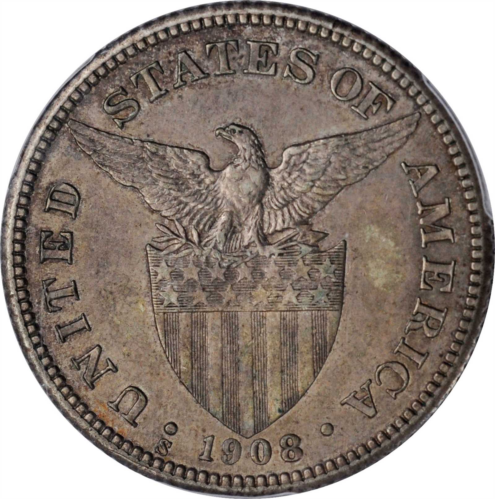 image for: PHILIPPINES. 50 Centavos, 1908-S. San Francisco Mint. PCGS AU-58 Gold Shield.