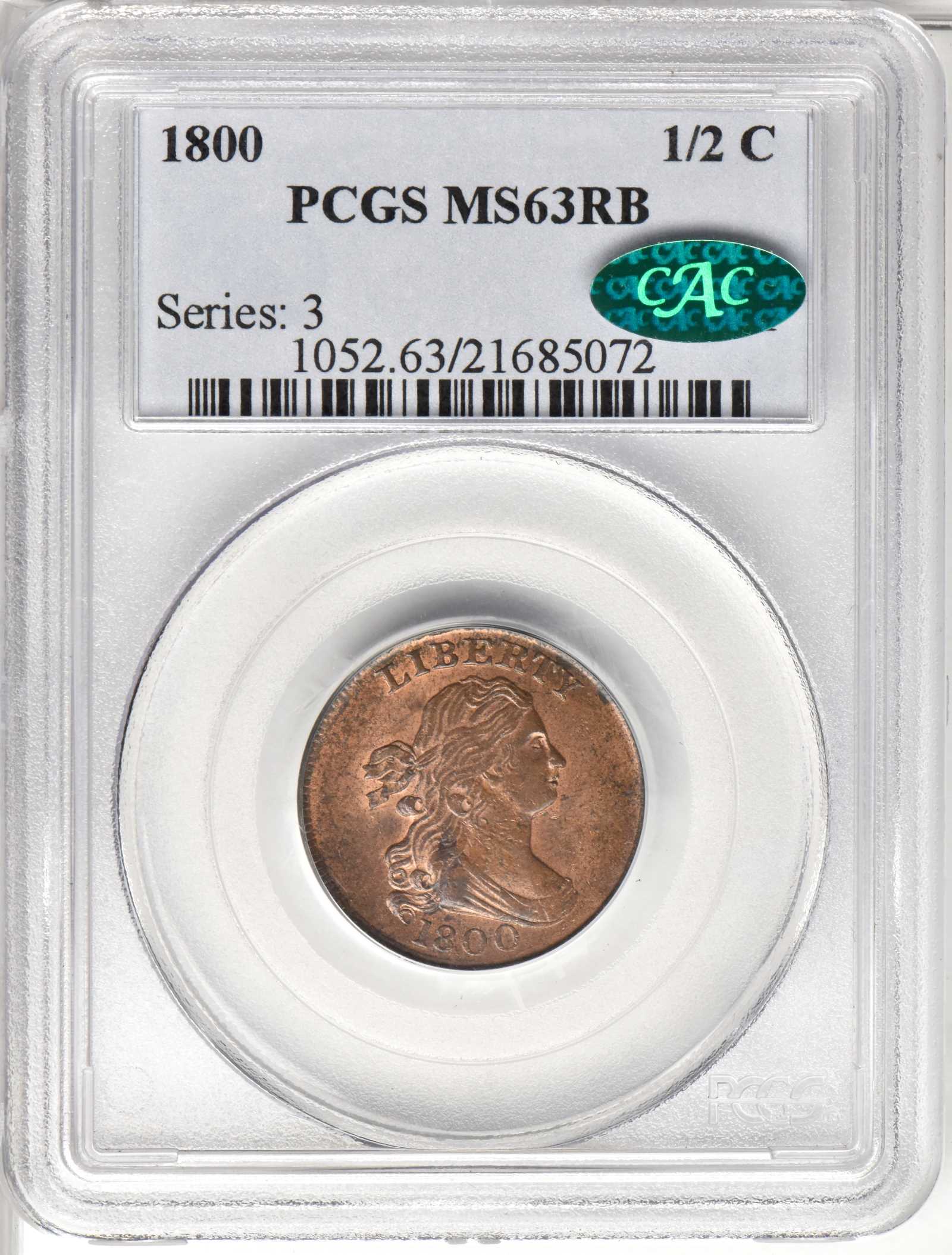 1800 1/2c MS RB MS63 RB thumbnail 6