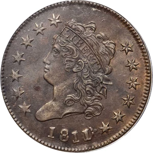 image for: 1811/0 Classic Head Cent. S-286. Rarity-3. AU-58 (PCGS).