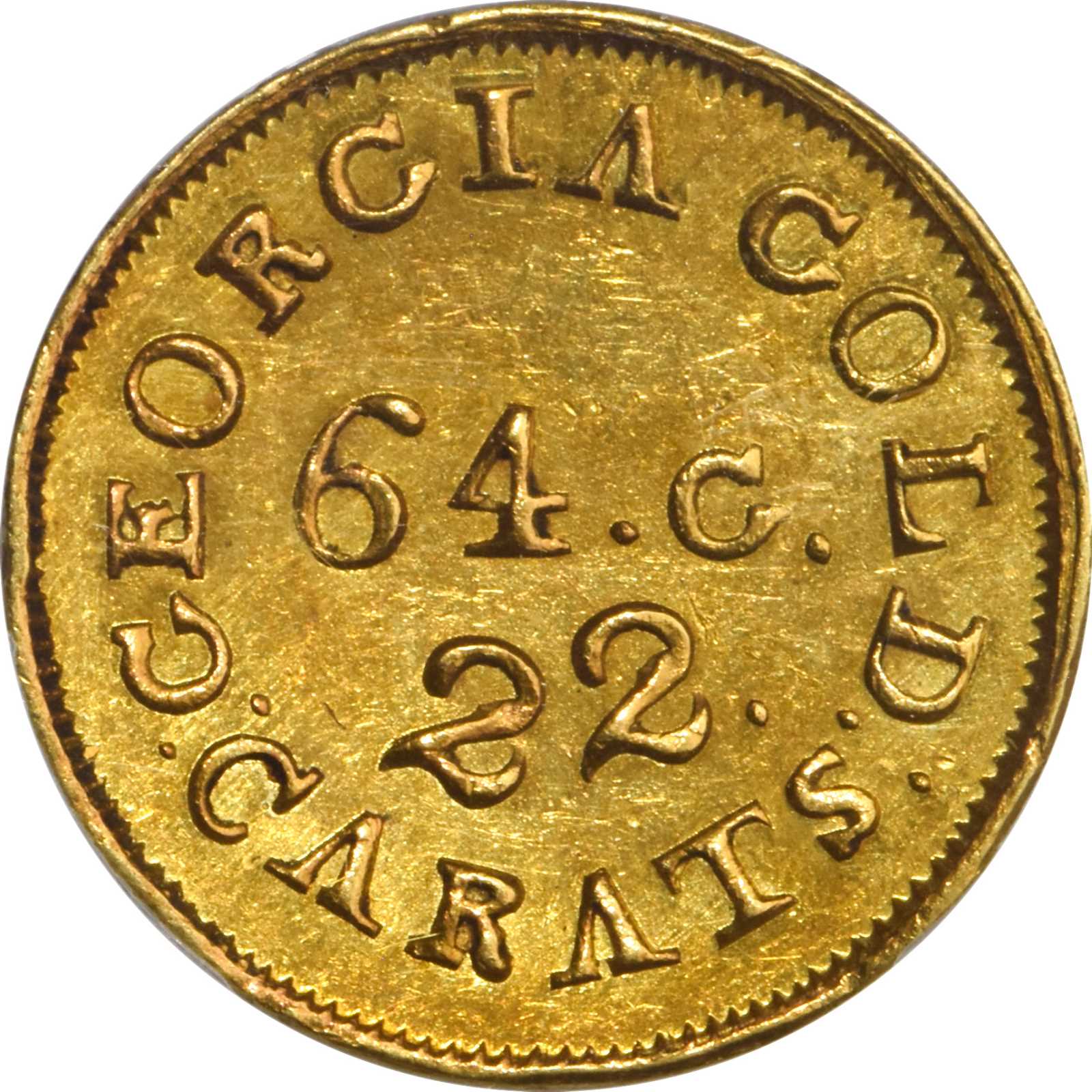 image for: Undated (1837-1842) Christopher Bechtler $2.50. K-11. Rarity-6. 64.G., 22 CARATS, Uneven 22. MS-62 (PCGS).