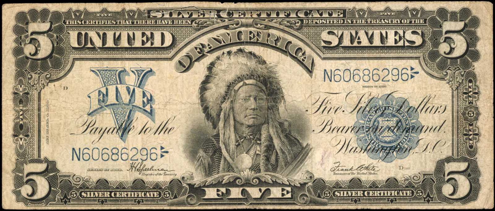 Fr. 281. 1899 $5 Silver Certificate. Fine.