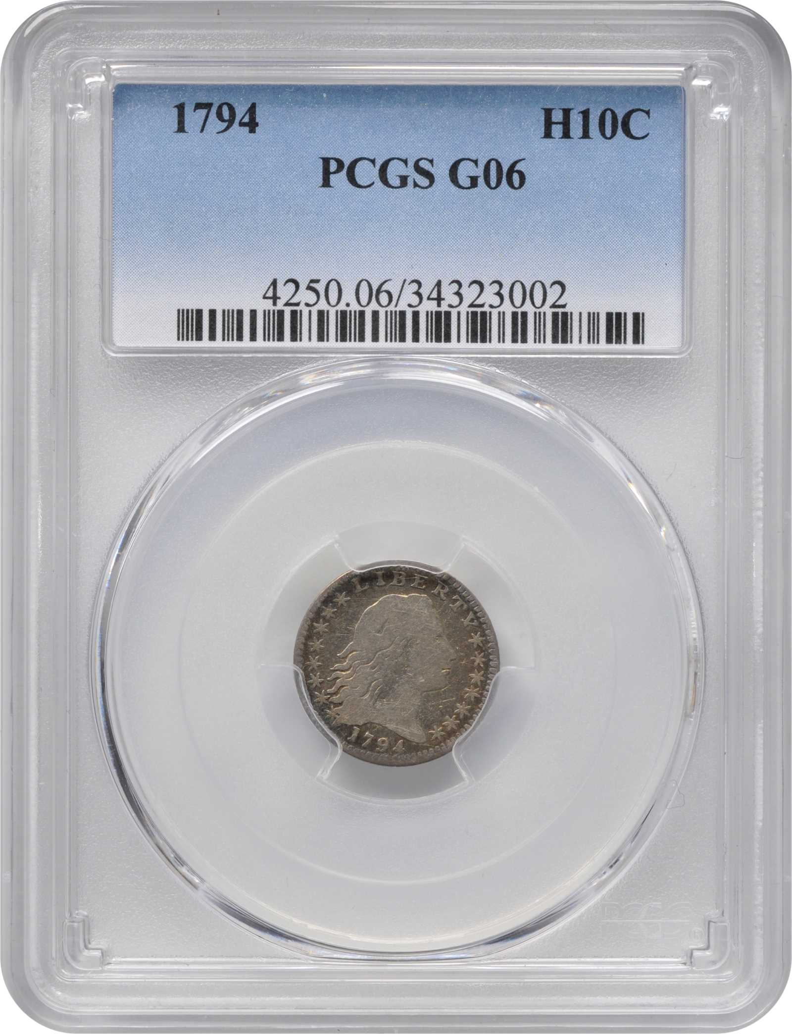 Flowing Hair Half Dime H10c 1794-1795 [Type] VG8 thumbnail 3