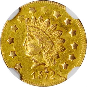 image for: 1872 Round $1. BG-1207. Rarity-4. Indian Head. AU-55 (NGC).