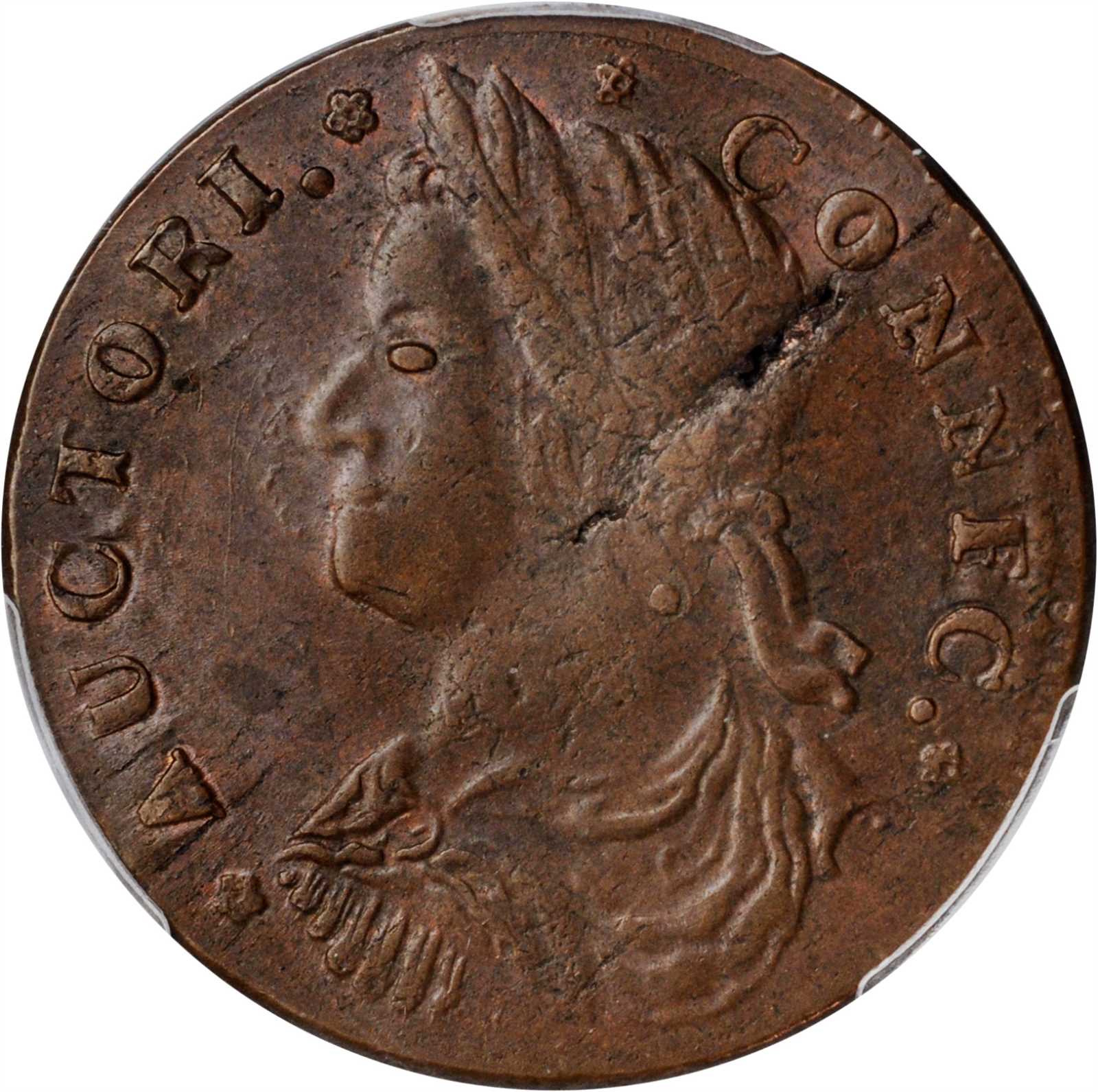 1787 Copper Connecticut, Draped Bust Left, CONNFC MS BN