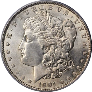 image for: 1901 Morgan Silver Dollar. VAM-5. Hot 50 Variety. Doubled Die Obverse, Ear, Doubled Die Reverse, Olive. MS-61 (PCGS). CAC.