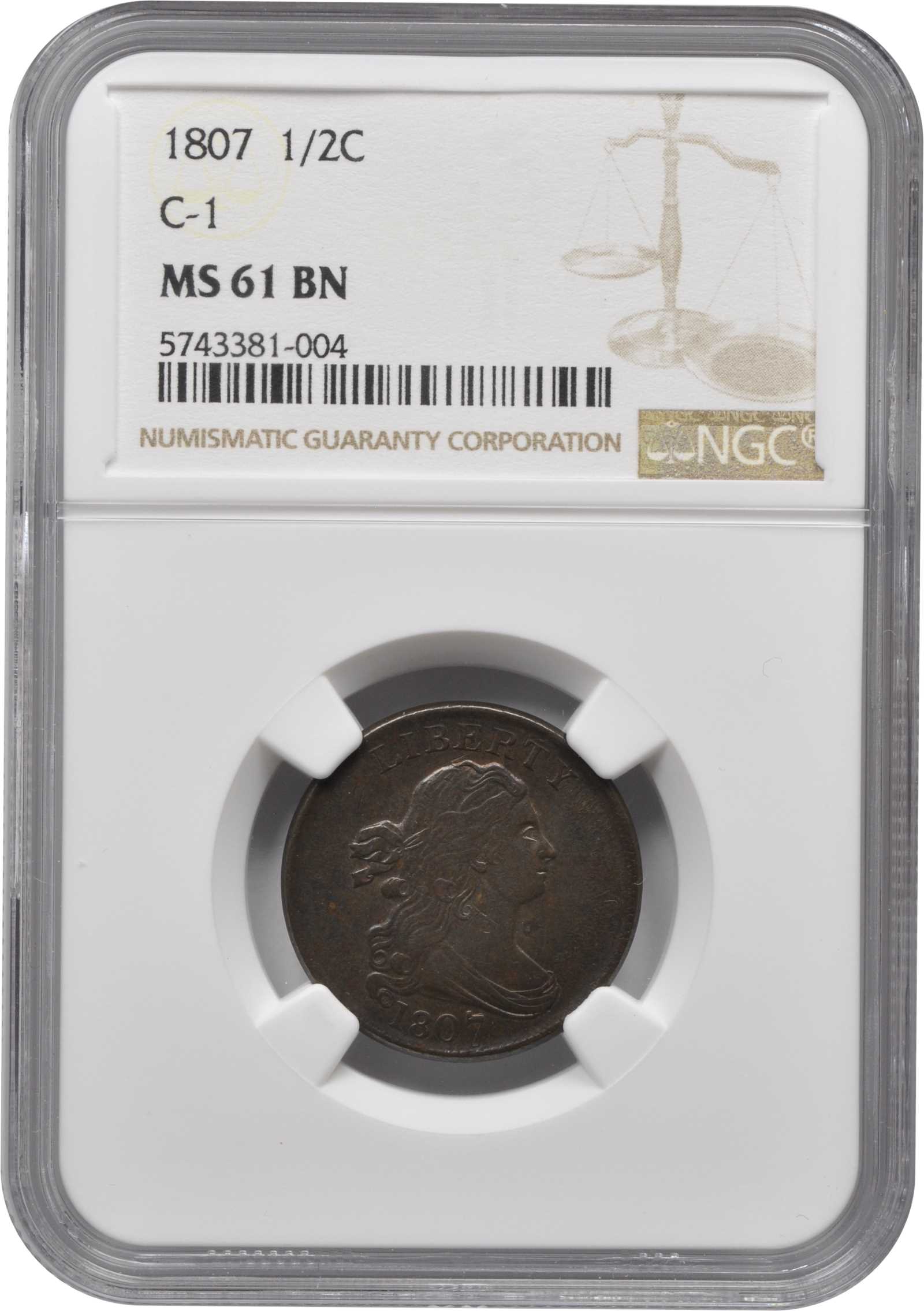 1807 1/2c C-1 MS BN MS61 BN thumbnail 3