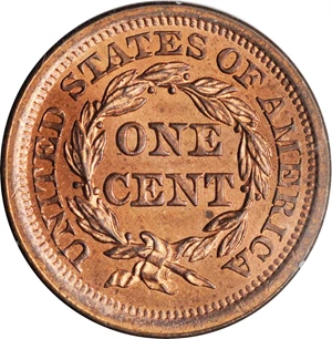 image for: 1852 Braided Hair Cent. N-8. Rarity-2. MS-63 RD (PCGS). OGH--First Generation.