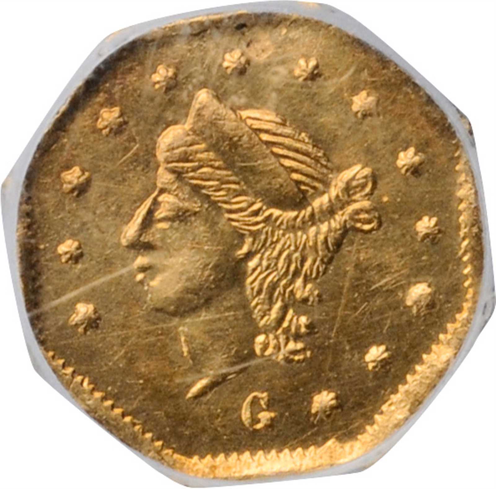 image for: 1869-G Octagonal 25 Cents. BG-751. Rarity-4+. Liberty Head. MS-62 PL (NGC).