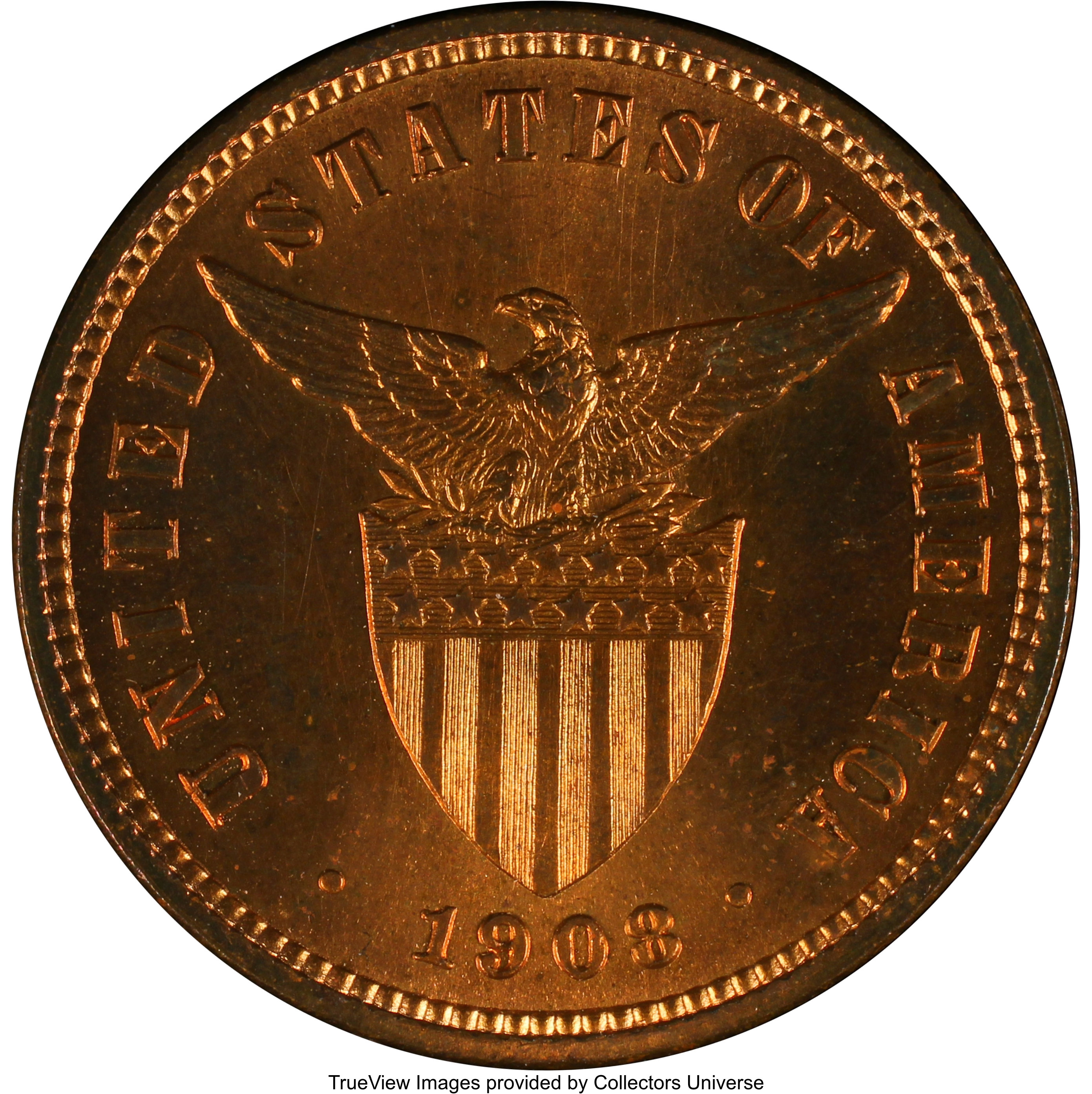 image for: 1908 1/2C Philippines Half Centavo PR66 Red PCGS. PCGS Population: (10/0 and 0/0+). NGC Census: (0/0 and 0/0+).  From...