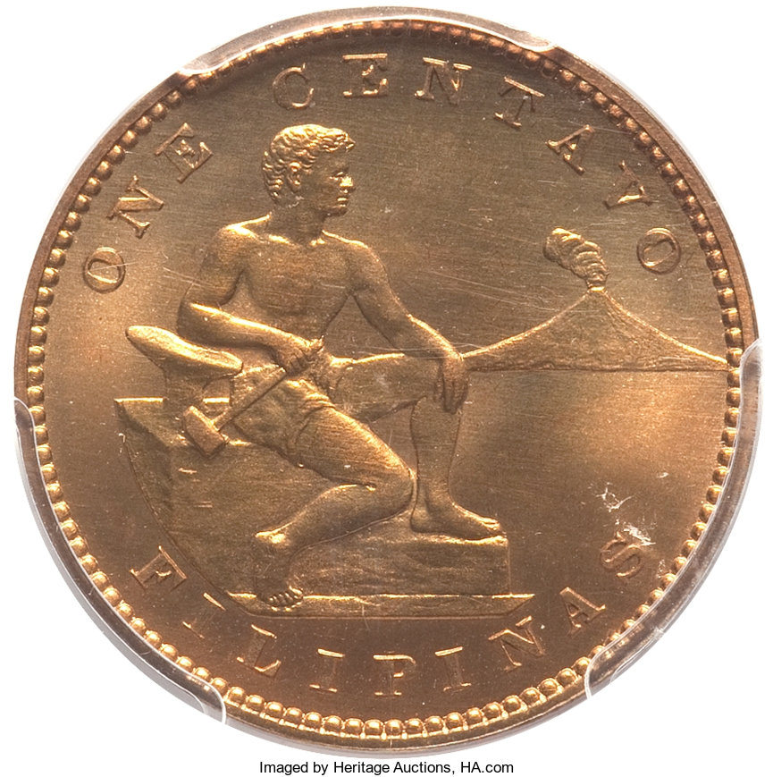 image for: 1908 1C Philippines Centavo PR67 Red PCGS. PCGS Population: (4/0 and 0/0+). NGC Census: (0/0 and 0/0+).  From The Mah...
