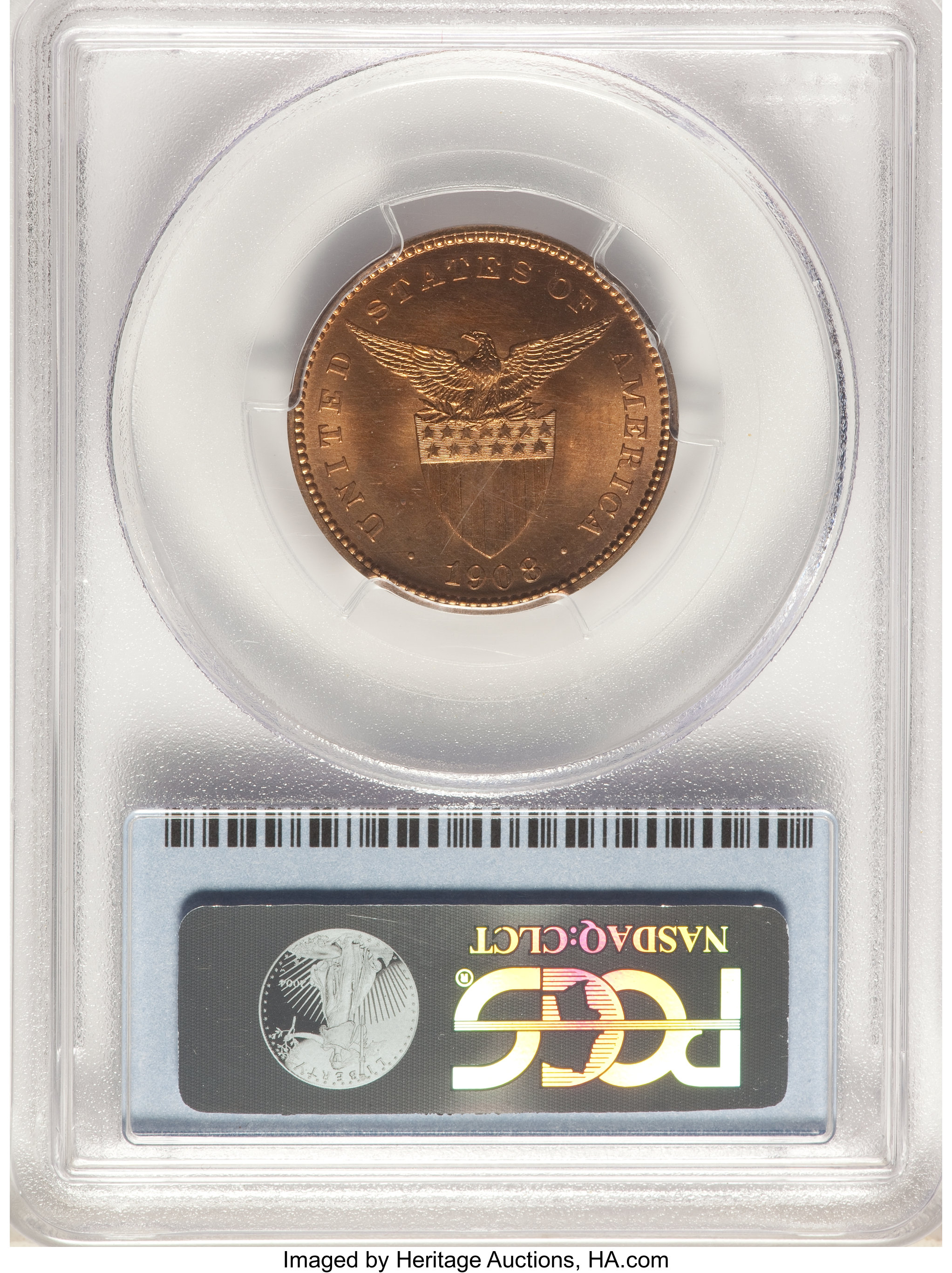 image for: 1908 1C Philippines Centavo PR67 Red PCGS. PCGS Population: (4/0 and 0/0+). NGC Census: (0/0 and 0/0+).  From The Mah...