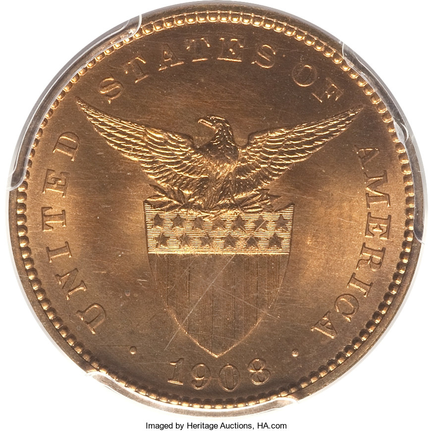 image for: 1908 1C Philippines Centavo PR67 Red PCGS. PCGS Population: (4/0 and 0/0+). NGC Census: (0/0 and 0/0+).  From The Mah...