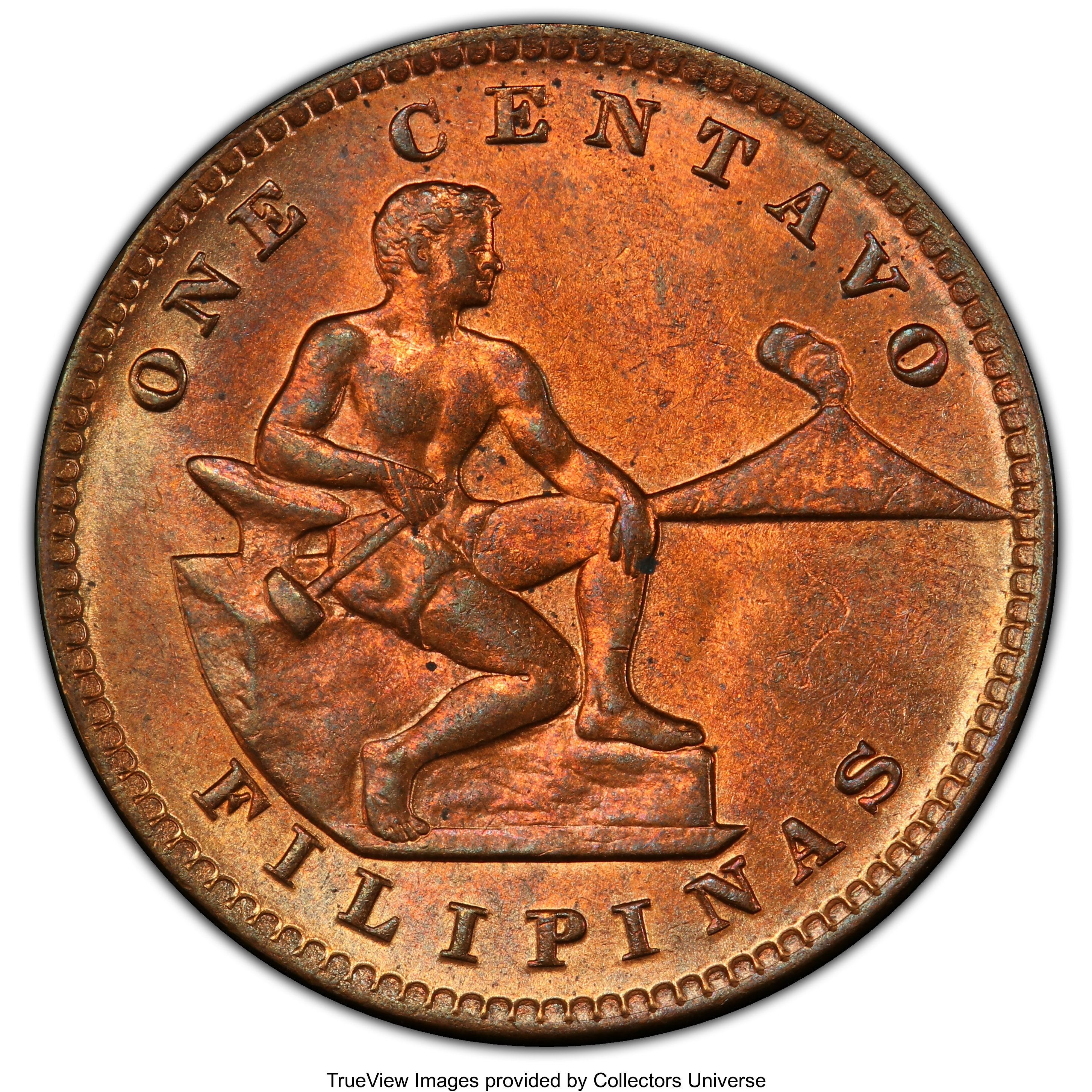 image for: 1921 1C Philippines Centavo MS64+ Red PCGS. PCGS Population: (3/1 and 1/0+). NGC Census: (0/0 and 0/0+).  From The Ma...