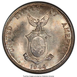 image for: 1944-D/S 20C Philippines 20 Centavos, Allen-12.04a, MS66+ PCGS. PCGS Population: (4/2 and 1/0+). NGC Census: (0/0 and 0/0+)...