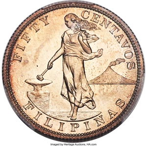 image for: 1906 50C Philippines 50 Centavos, KM-167, Allen-13.04, PR67+ PCGS. ...