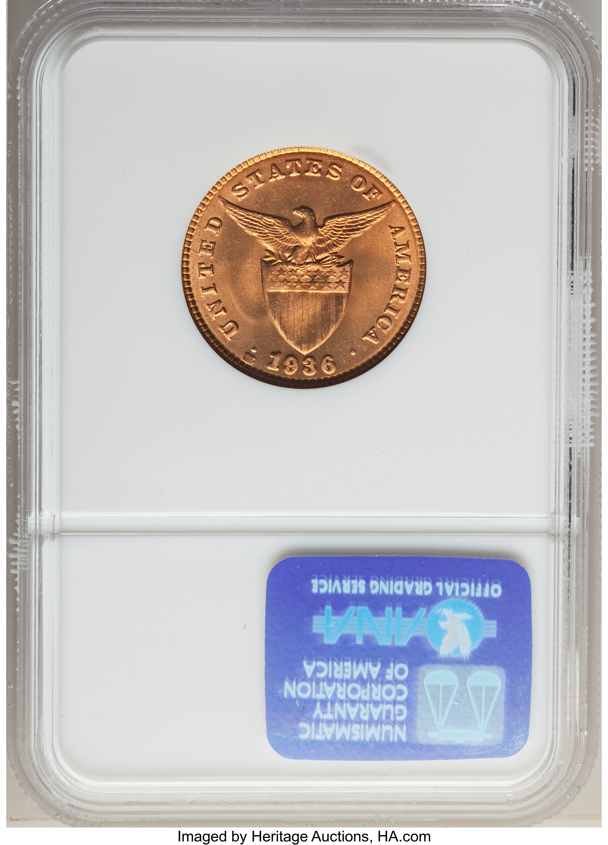 image for: 1936-M 1C     Philippines Centavo MS67 Red NGC. NGC Census: (0/0). PCGS Population: (2/0).From The Mahal Collection, ...