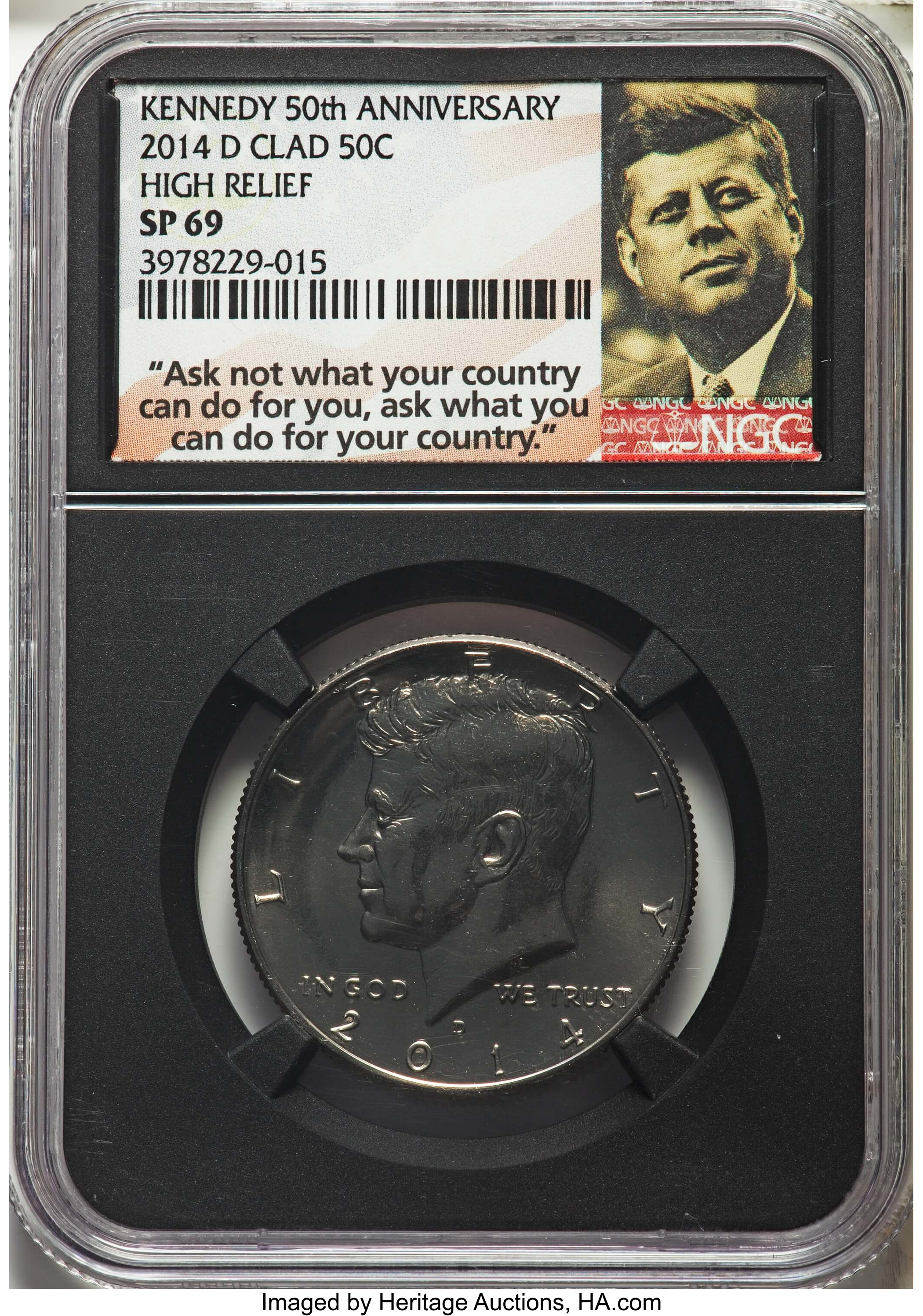 image for: 2014-P 50C High Relief, Clad, 50th Anniversary SP69 NGC. This lot will also include a: 2014-D 50C High Relief, Clad,... (Total: 2 coins)
