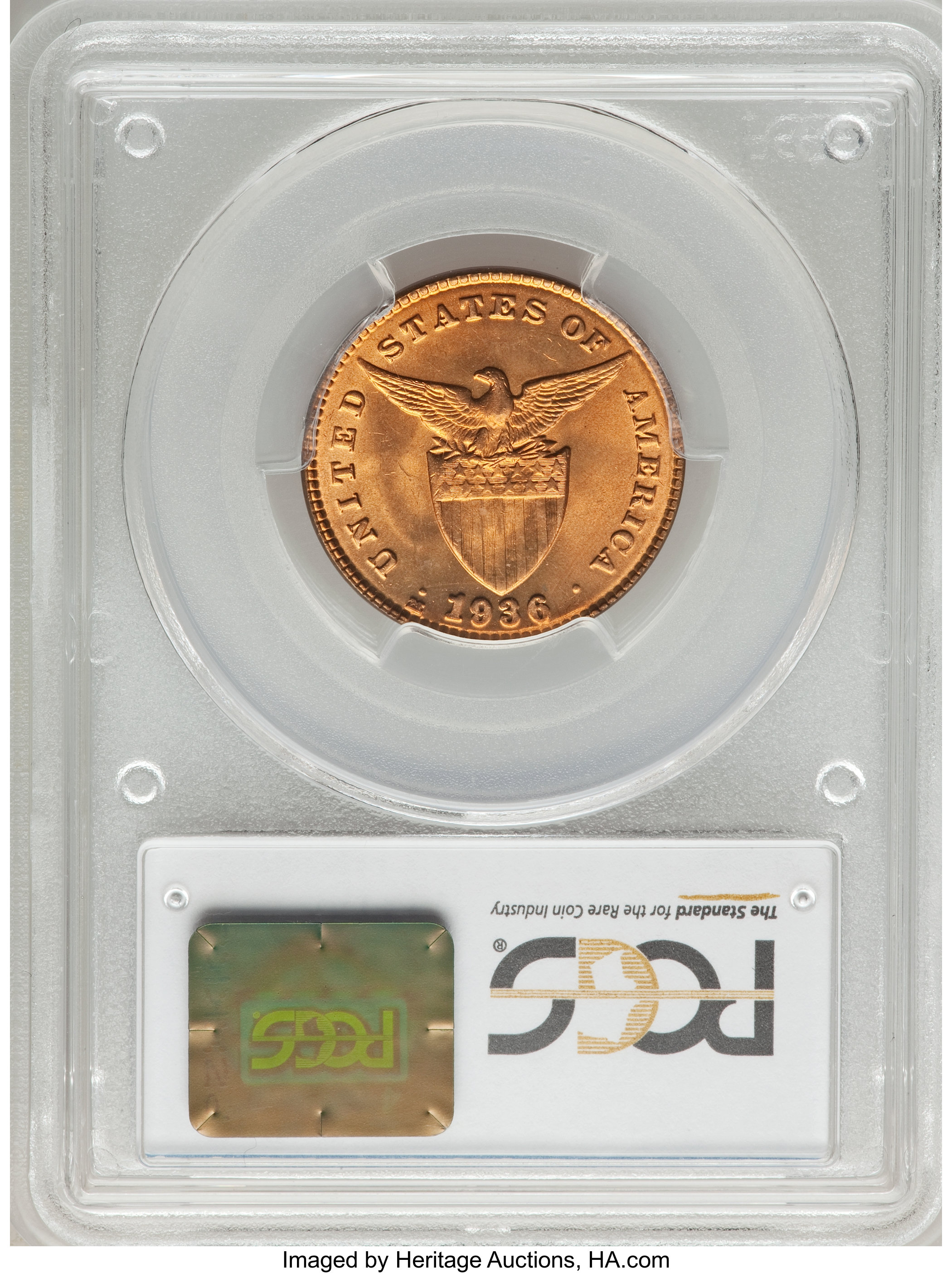 image for: 1936-M 1C Philippines One Centavo, KM-163, Allen-2.32, MS67 Red PCGS. ...