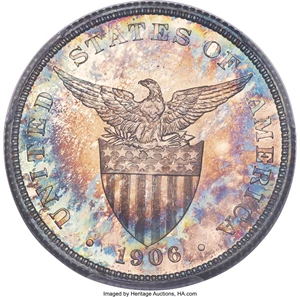 image for: 1906 50C Philippines 50 Centavos, KM-167, Allen-13.04, PR68 PCGS. ...