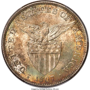 image for: 1907-S PESO Philippines Peso, KM-172, Allen-17.01, MS65 PCGS. ...