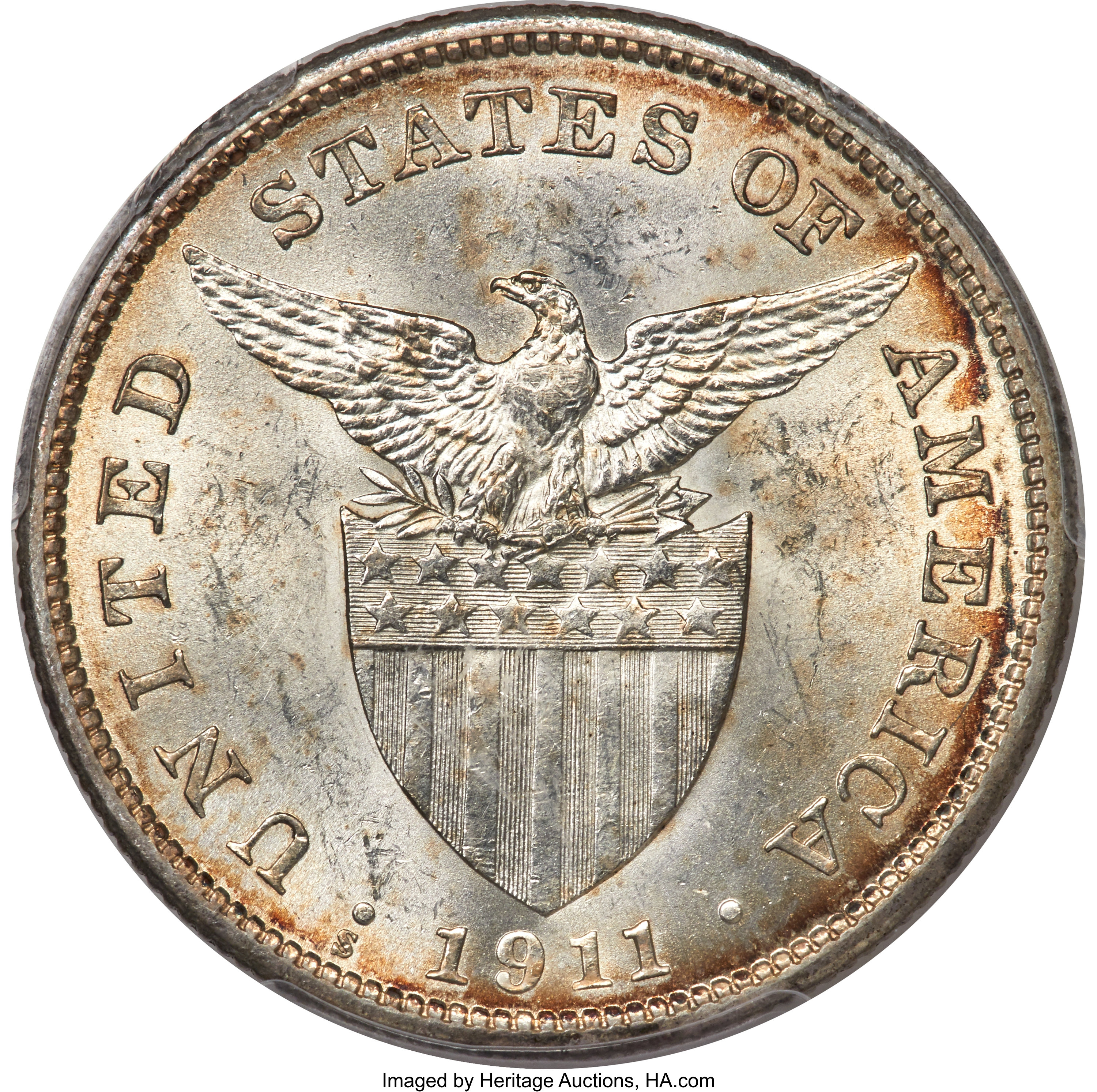 image for: 1911-S  PESO Philippines Peso, KM-172, Allen-17.06, MS62 PCGS. ...