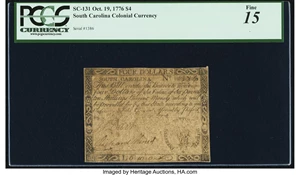 image for: South Carolina October 19, 1776 $4 PCGS Fine 15....