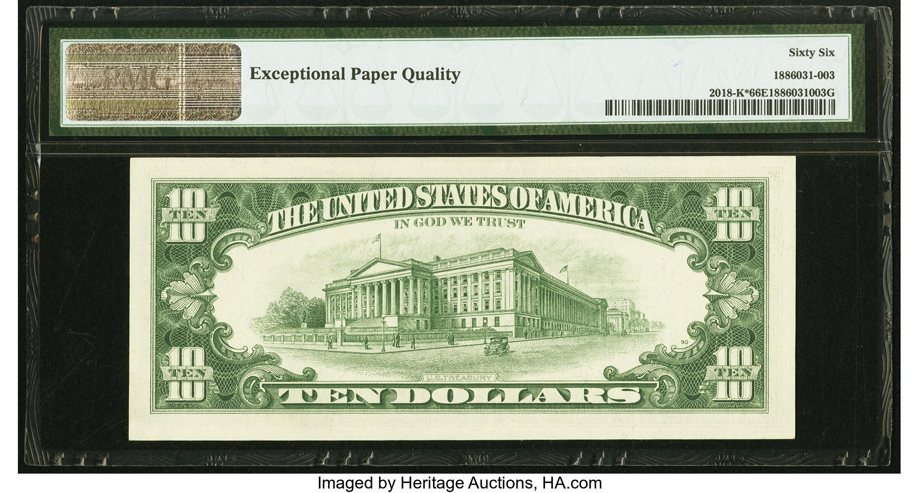 image for: Fr. 2018-K* $10 1969 Federal Reserve Note. PMG Gem Uncirculated 66 EPQ....