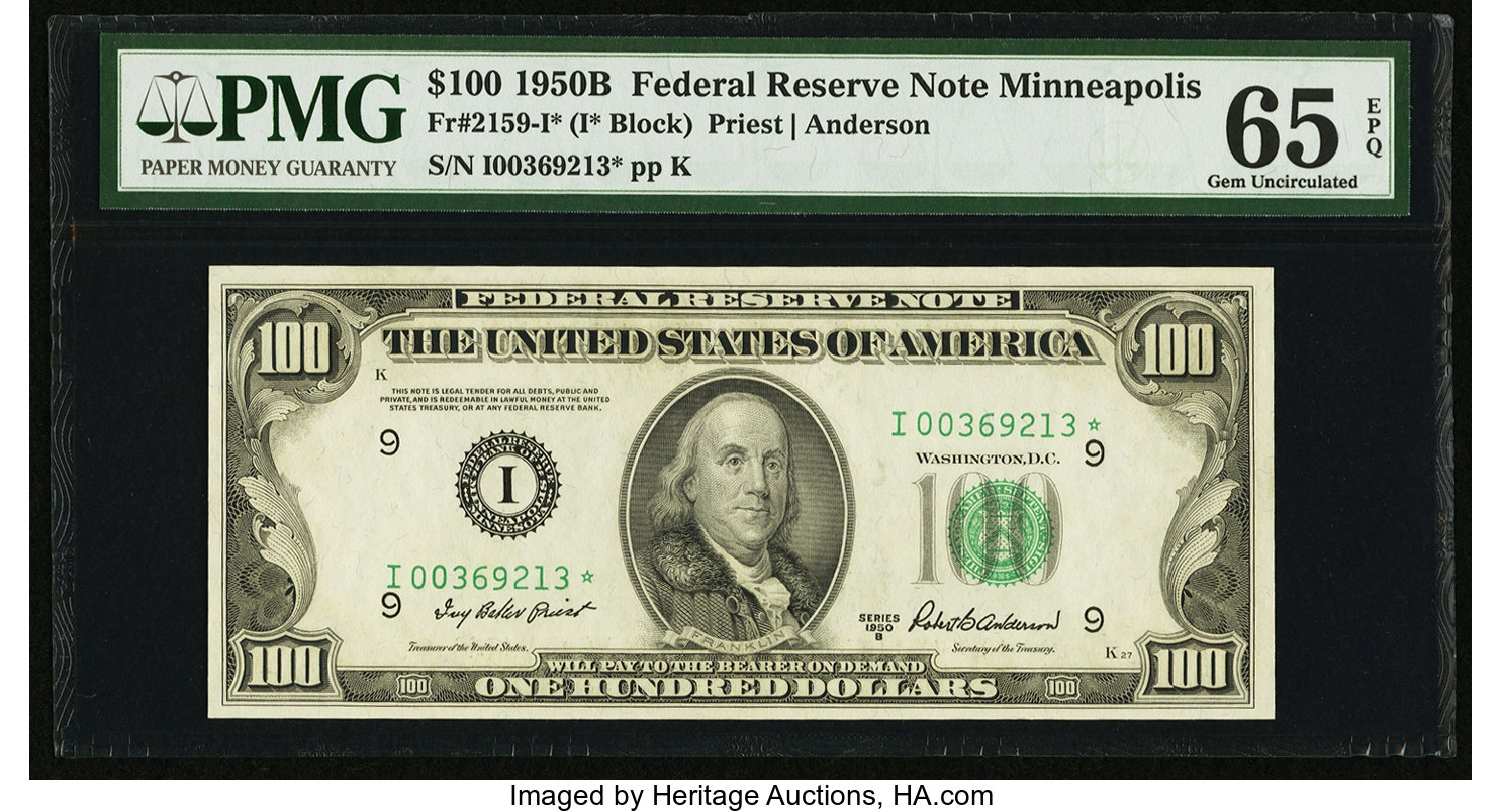 image for: Fr. 2159-I* $100 1950B Federal Reserve Note. PMG Gem Uncirculated 65 EPQ....