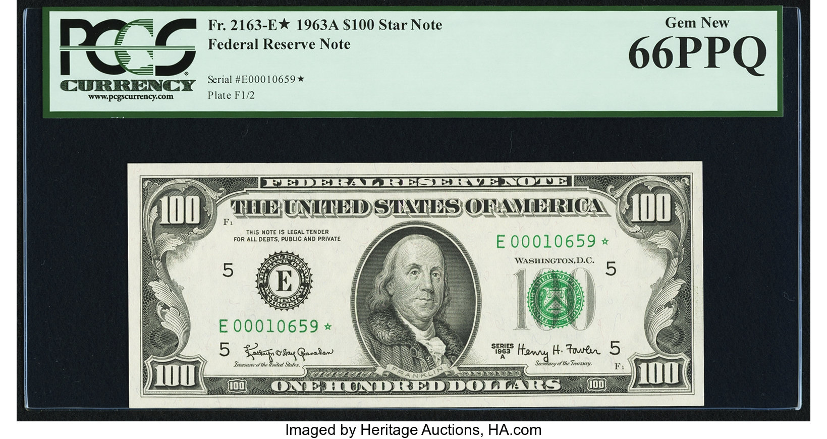 image for: Fr. 2163-E* $100 1963A Federal Reserve Note. PCGS Gem New 66PPQ....