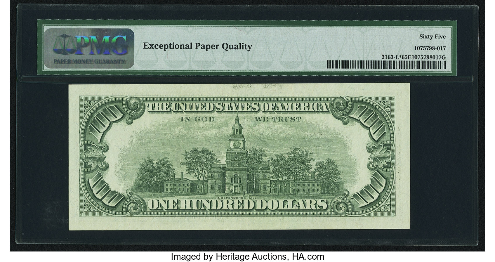 image for: Fr. 2163-L* $100 1963A Federal Reserve Note. PMG Gem Uncirculated 65 EPQ....