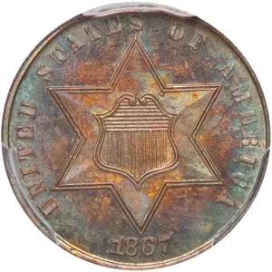 image for: 3CS 1867 PCGS MS67 CAC