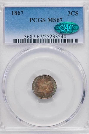image for: 3CS 1867 PCGS MS67 CAC