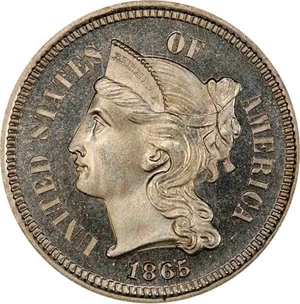 image for: 3CN 1865 PCGS PR67 DCAM