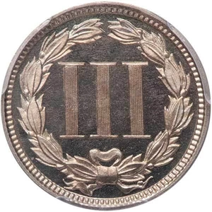 image for: 3CN 1867 PCGS PR66 DCAM