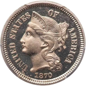image for: 3CN 1870 PCGS PR64 DCAM CAC