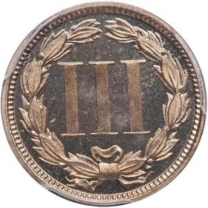 image for: 3CN 1870 PCGS PR64 DCAM CAC