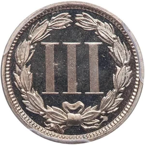 image for: 3CN 1870 PCGS PR65 DCAM CAC