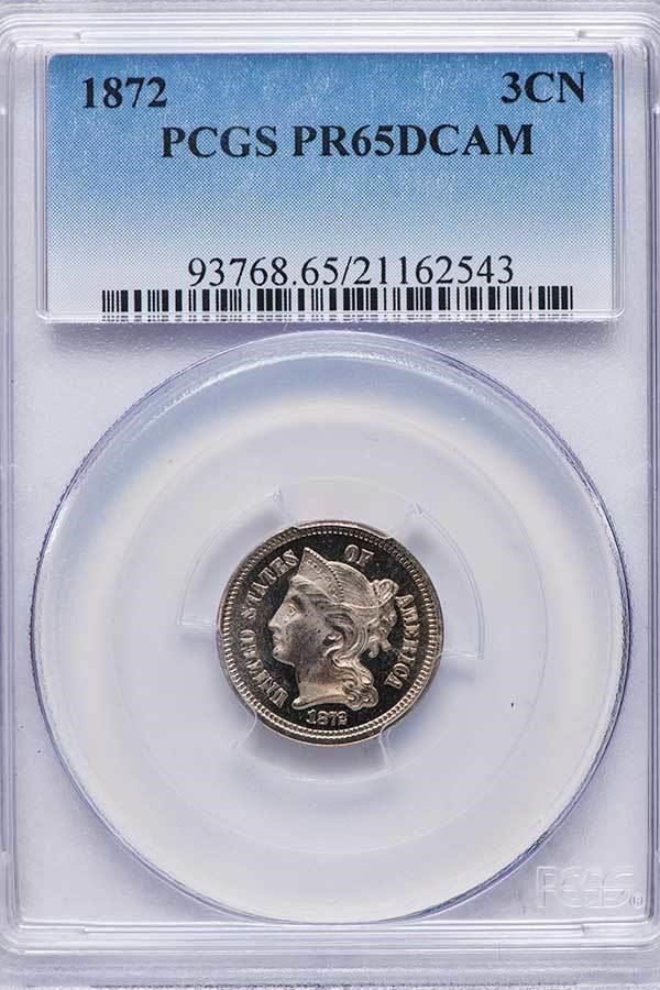 image for: 3CN 1872 PCGS PR65 DCAM